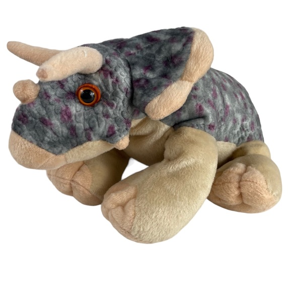Wild Republic Triceratops Large Sized Beanie Plush Stuffed Dinosaur Purple Gray - Picture 3 of 13